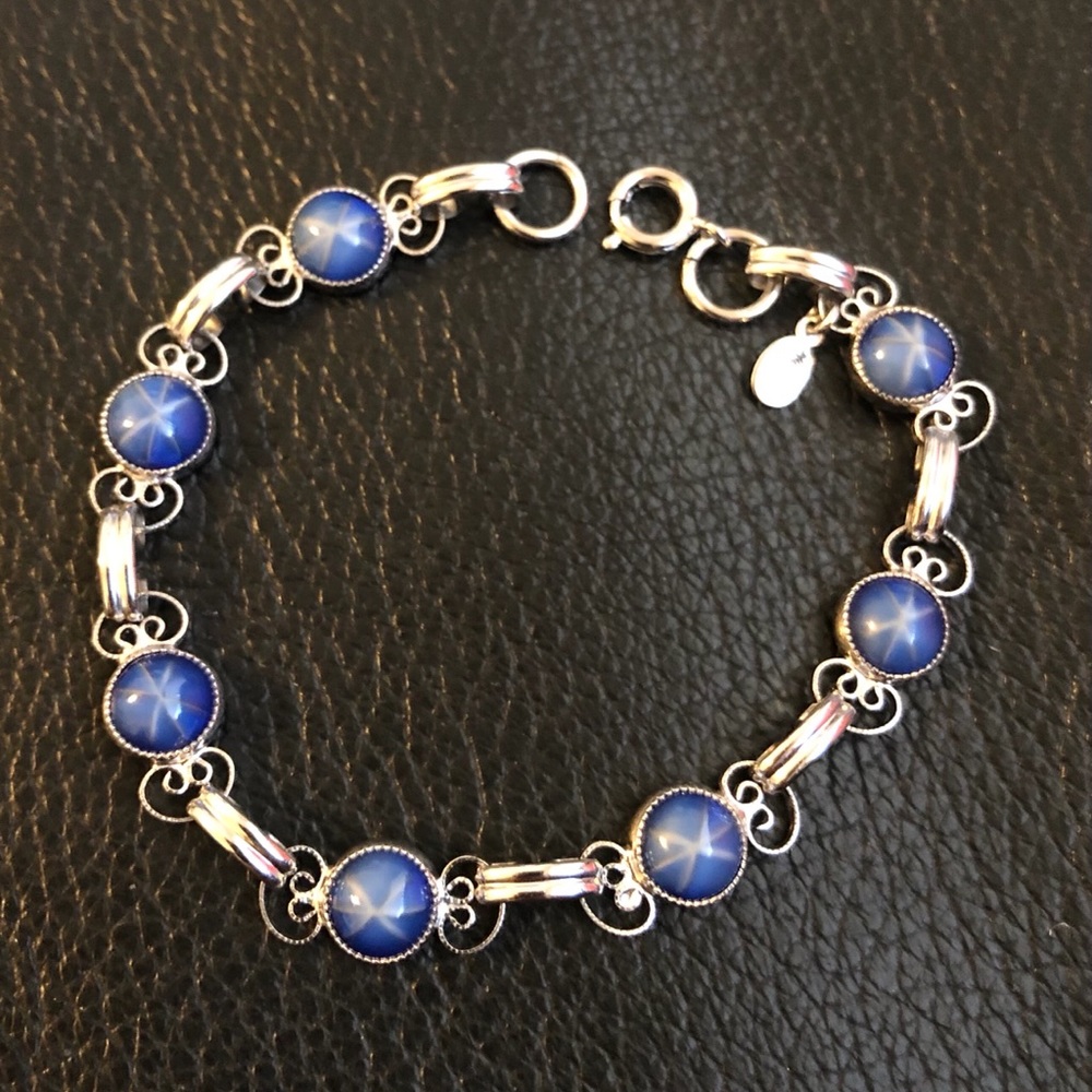 Sterling silver 925 blue star stone bracelet WOW!